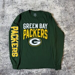 Junk Food Mens Green Bay Packers Long Sleeve T-Shirt Green Graphic Tee Size M